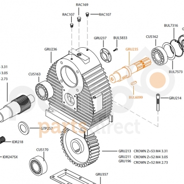 HD INPUT SHAFT 1" 3/4 Z=20