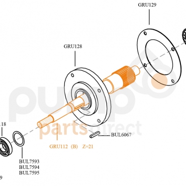 L35 1:2.38 & IV 1:1.6 OUTPUT SHAFT Z=21 TEETH