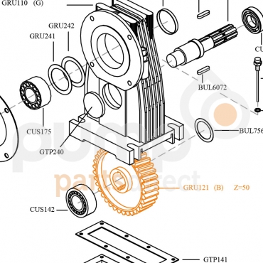 CROWN GEAR - AFI L35 1000RPM 1:2.38 Z = 50 (TEETH)