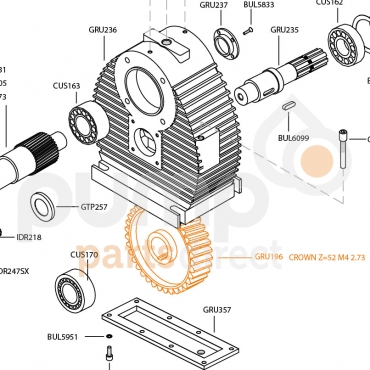 HD35 CROWN GEAR 1000RPM R.1:2.73 Z=52 TEETH 