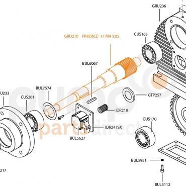 HD35 OUTPUT SHAFT 1:3.05 Z=17 TEETH