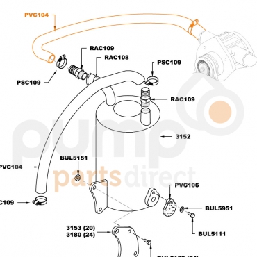 Spiraled Hose 25mm c/w Hose Clips
