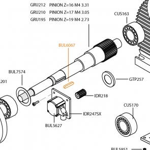 HD Output Shaft Key C45K 8X7X45MM