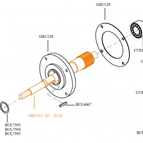 L27 OUTPUT SHAFT 540 1:4.93 Z=14 TEETH