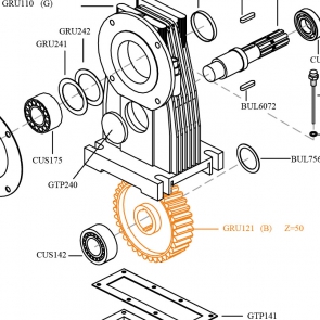 CROWN GEAR - AFI L35 1000RPM 1:2.38 Z = 50 (TEETH)
