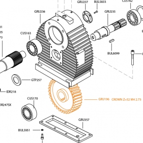 HD35 CROWN GEAR 1000RPM R.1:2.73 Z=52 TEETH 