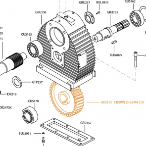 HD35 CROWN GEAR 824RPM R.1:3.31 Z=53 TEETH 